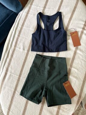 NWT: Girlfriend Collective 2pc Set High-Waist Shorts MOSS & Paloma Sports Bra XS